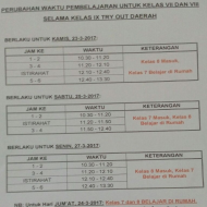 JAM PELAJARAN BARU SELAMA TRYOUT DAERAH